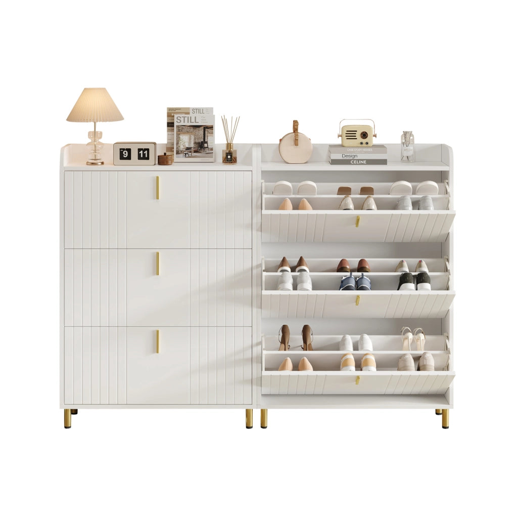 Set di 2 scarpiere 80 x 23,5 x 123,5 cm bianche in MDF per ingresso