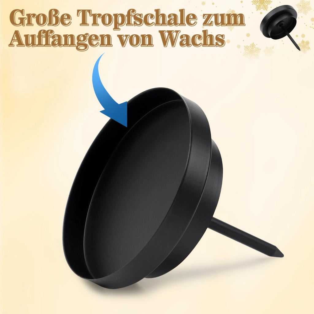 4 Candele decorative per l'Avvento, metallo nero, 8 cm, 2-in-1