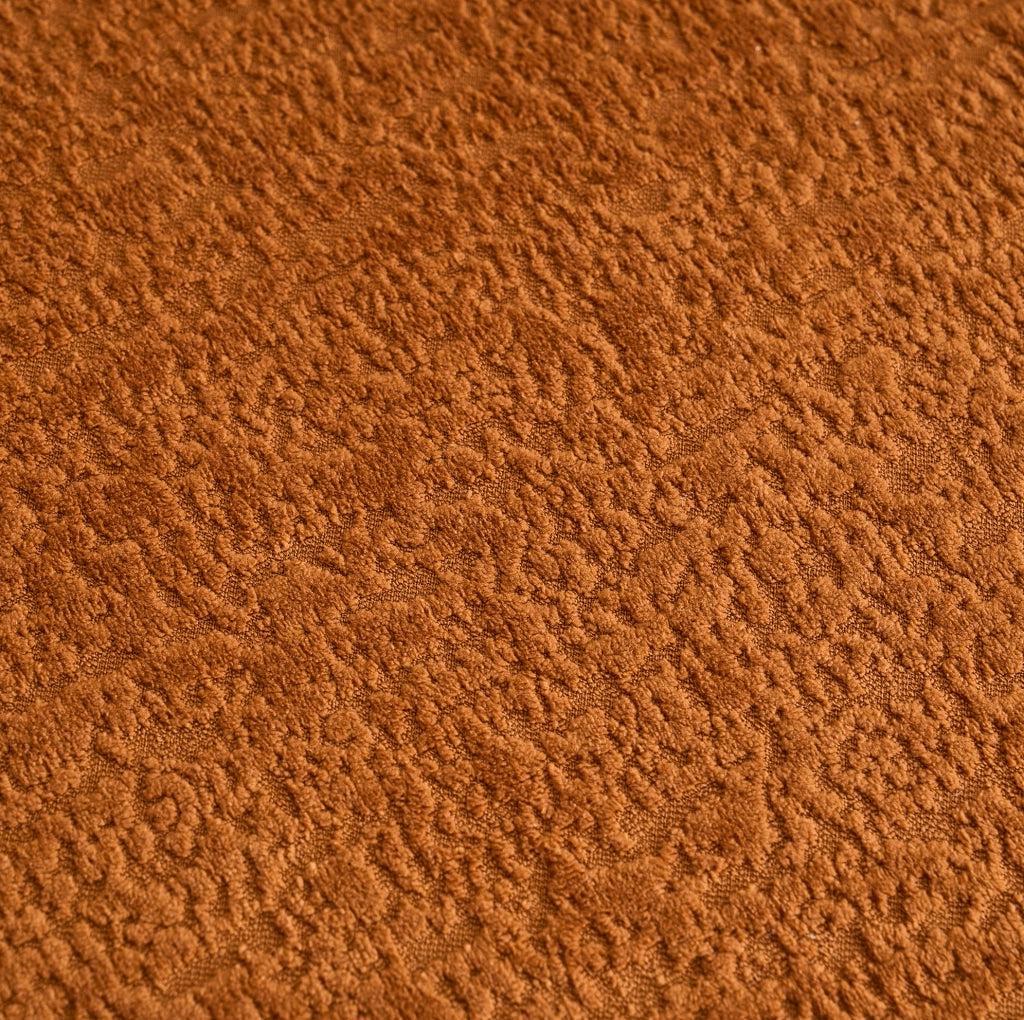 Divano 2 posti curvo 155x90 cm in ciniglia arancione, compatto