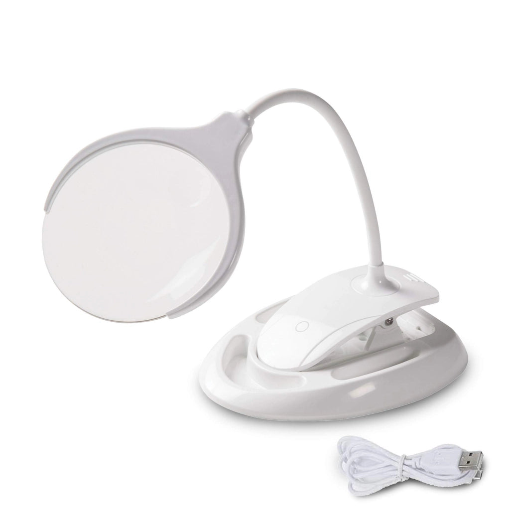 Lente d'ingrandimento a LED, ingrandimento 3x/8x, ricaricabile, con 6 LED, interruttore a sensore tattile