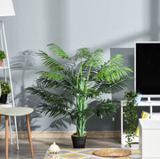 Palma artificiale verde alta 125 cm con vaso nero