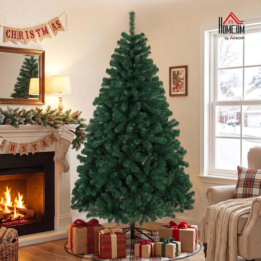Albero di Natale artificiale 180 cm con 700 punte in PVC, supporto pieghevole in acciaio, rami automatici, facile da montare per casa