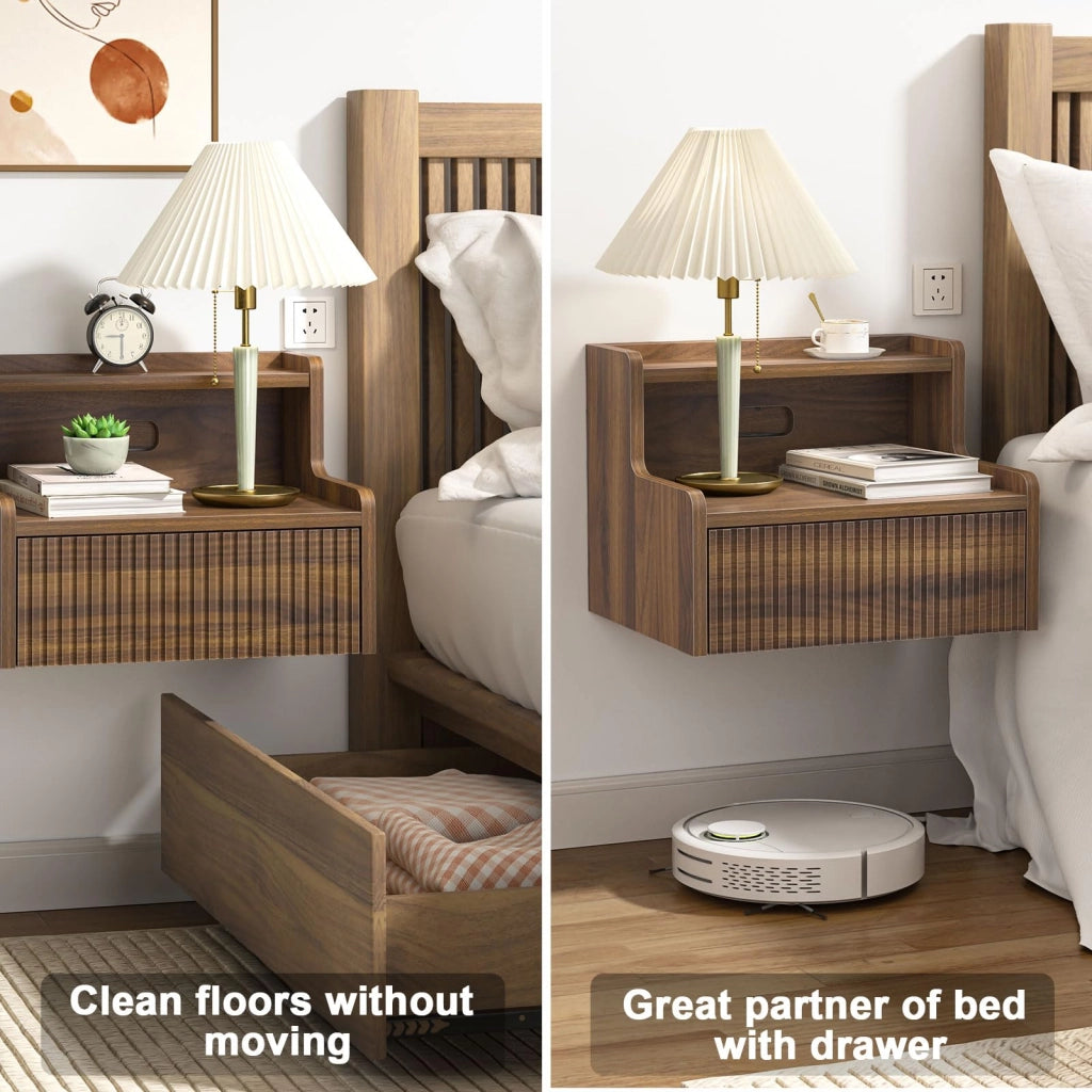 Tavolino da notte sospeso, dimensioni 40x32x30 cm, con cassetto, design moderno