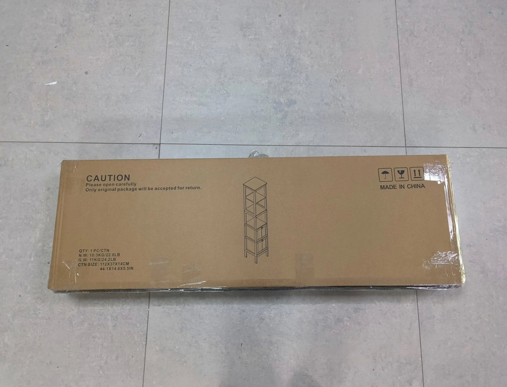 Colonna bagno 20 x 30 x 161 cm in MDF bianco, 2 cassetti, 3 ripiani