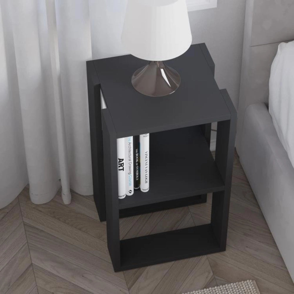 Comodino due ripiani Lonie 34x30x55h colore antracite