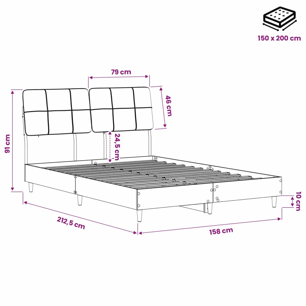 Letto matrimoniale con testiera Legno vecchio e grigio scuro 3440652