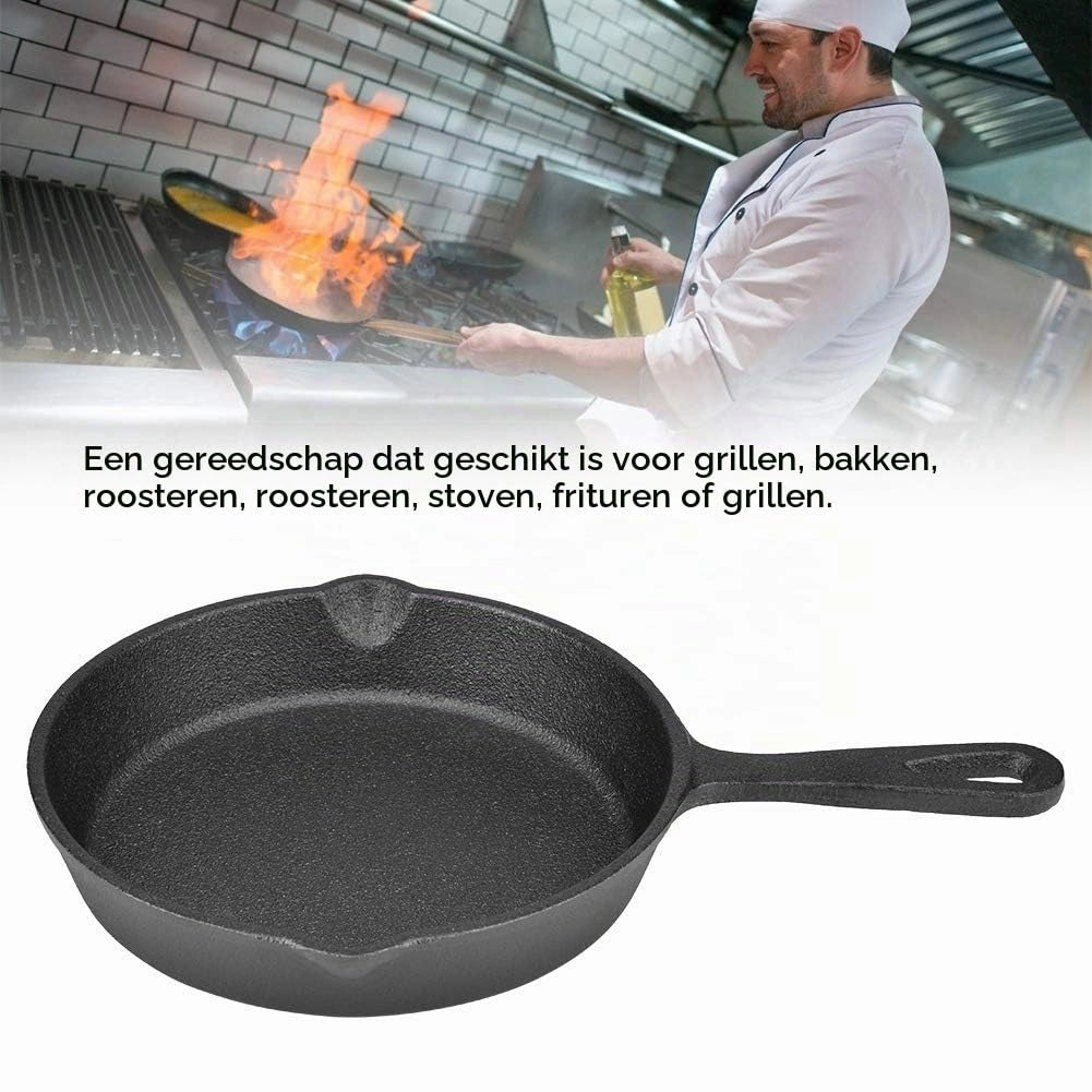 Padella in ghisa, diametro 16 cm, con rivestimento antiaderente e manico