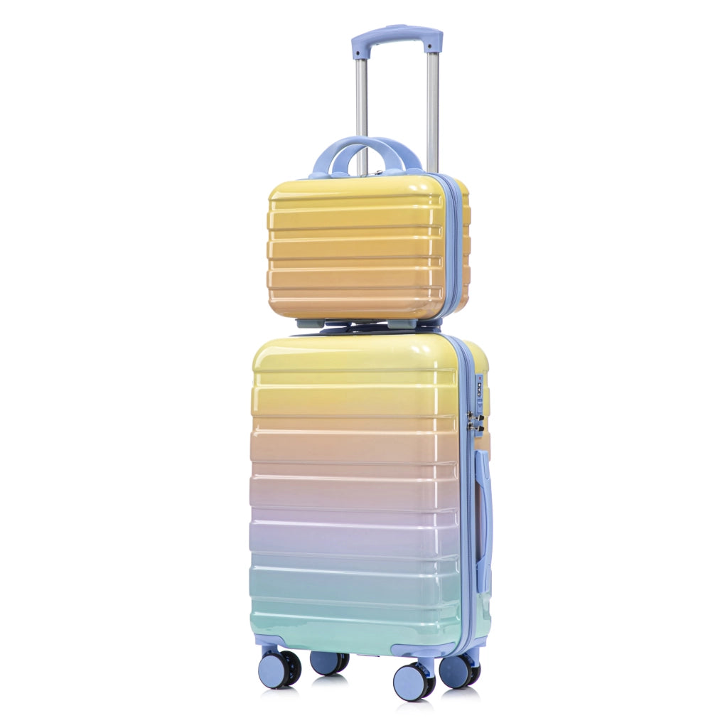 VALIGIA rigida 36x21x55 cm in PC giallo, set da 2 pezzi con beauty case