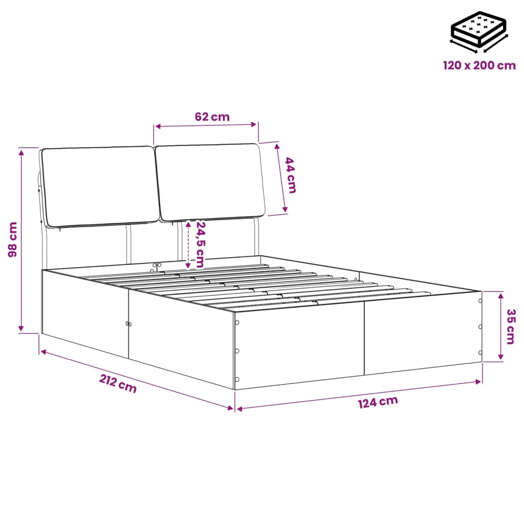 Letto matrimoniale con testiera Legno vecchio e grigio scuro 3439260