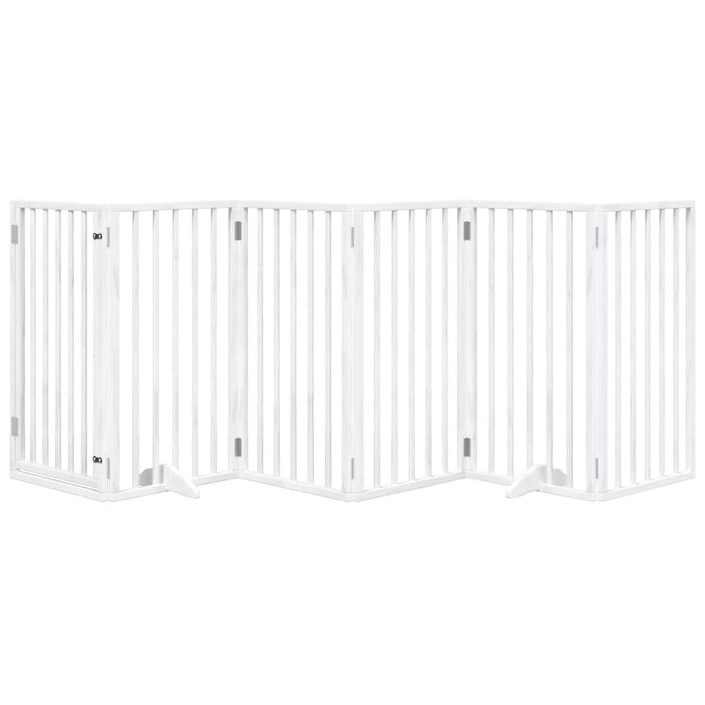 Cancelletto cani con porta pieghevole 6 pannelli bianco 300 cm