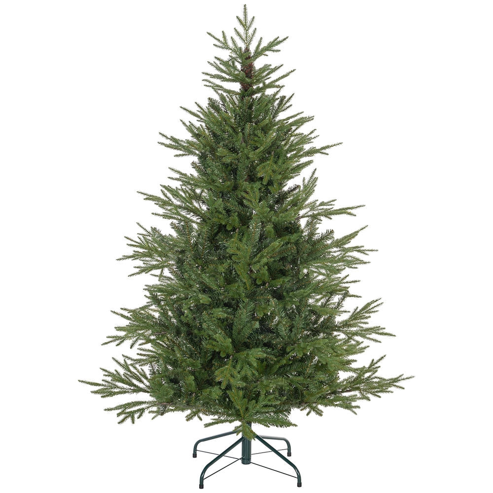 Albero di Natale artificiale 150 cm con rami ignifughi e supporto in metallo, montaggio rapido per casa