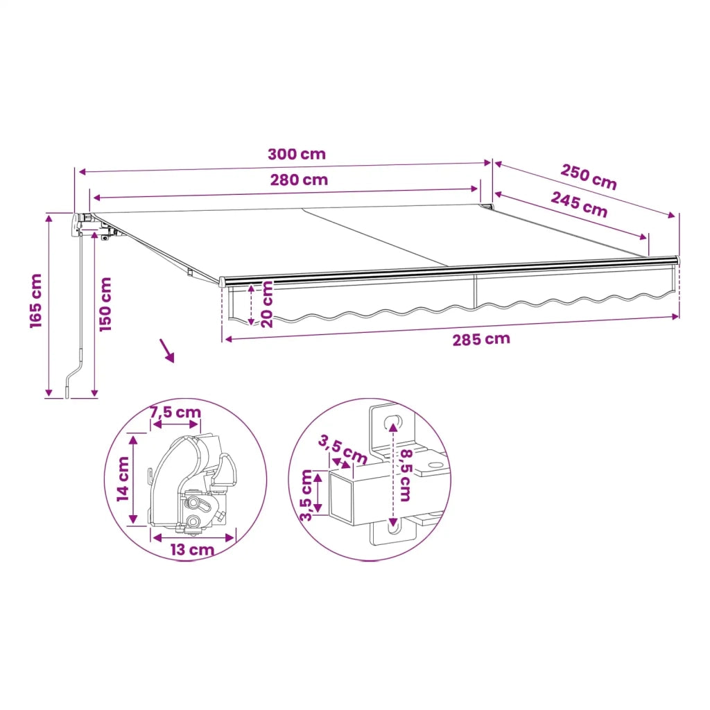 Tenda da Sole Pieghevole Manuale 300 cm Gialla/Bianca 275558