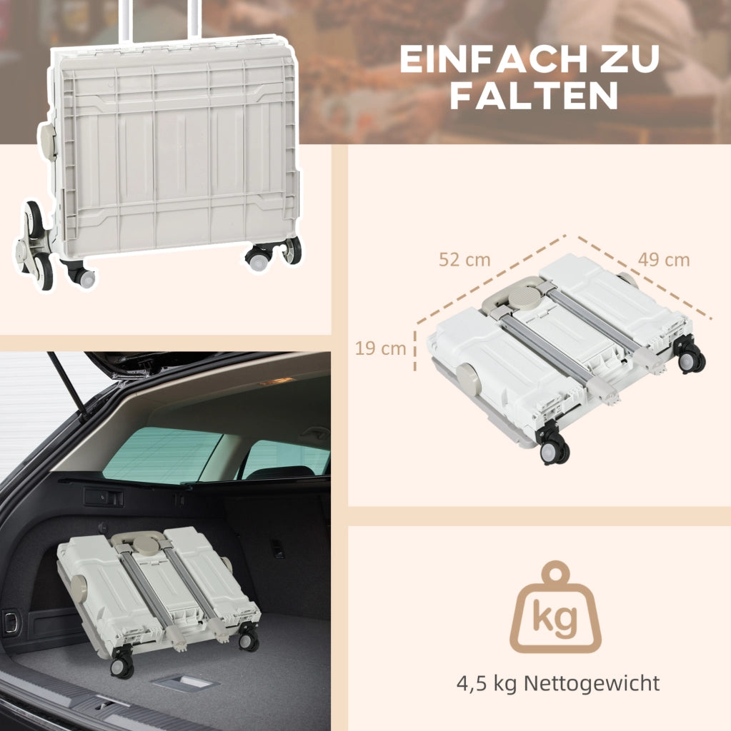 Carrello portaspesa pieghevole da 51 L con ruote per scale e manico telescopico