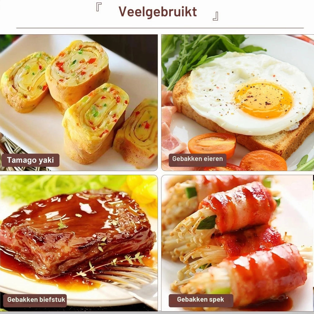 Padella per frittate giapponese, in ghisa, antiaderente, 36,6x15,5 cm