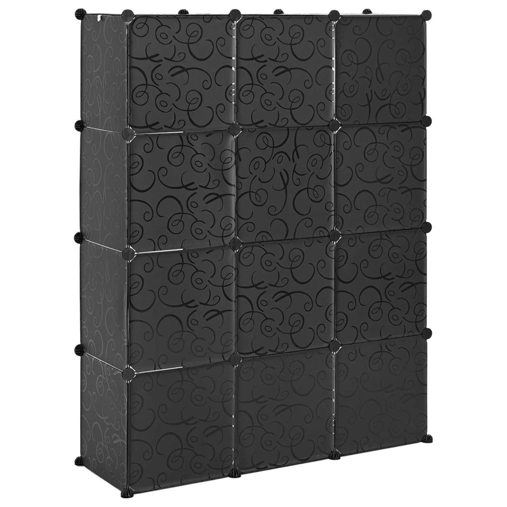 Armadio Modulare con 9 Scomparti 109x36,5x143 cm Nero e Bianco 240497