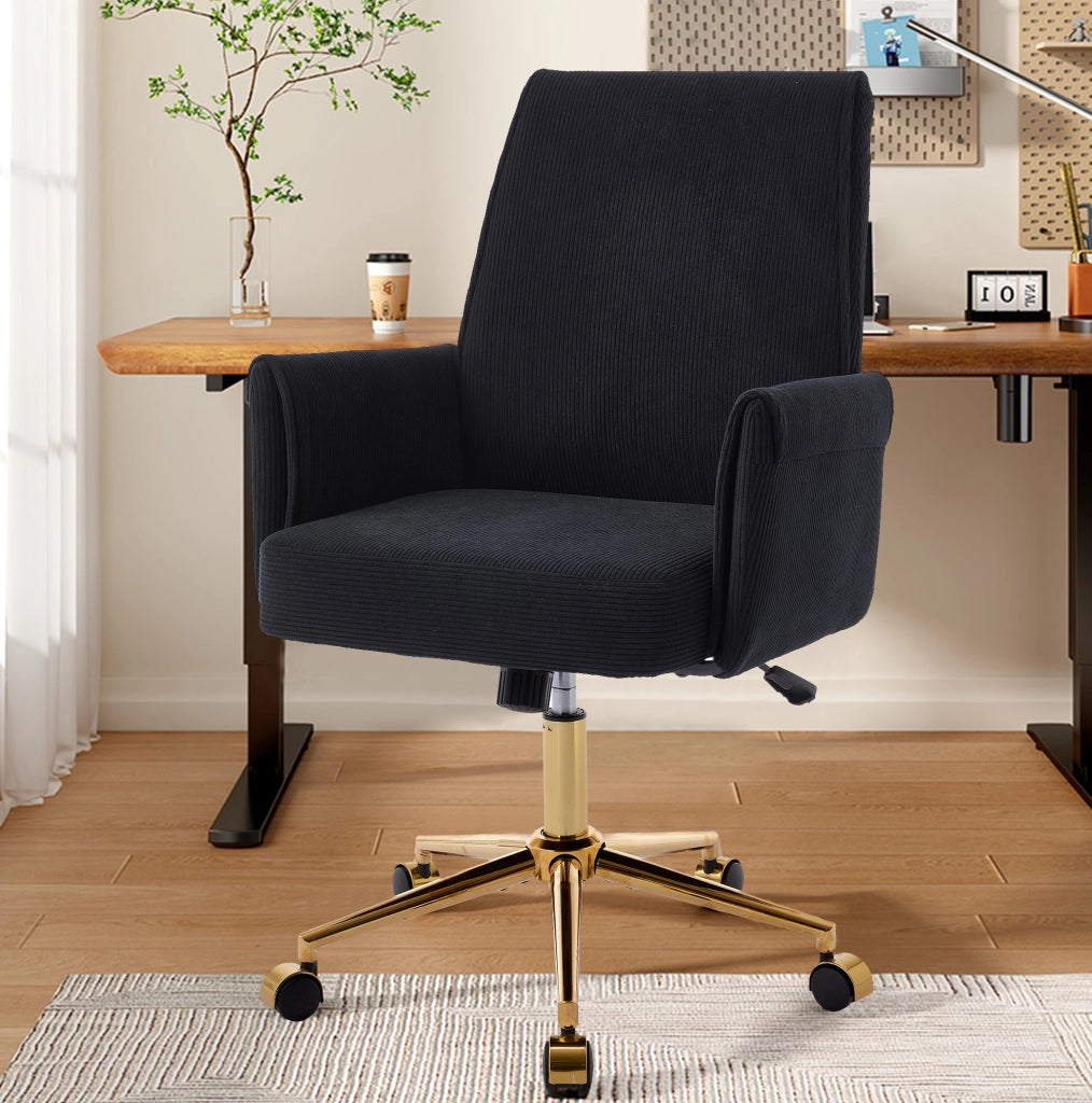 Sedia da ufficio ergonomica regolabile 64x61x107 cm nera, base dorata, per lavoro