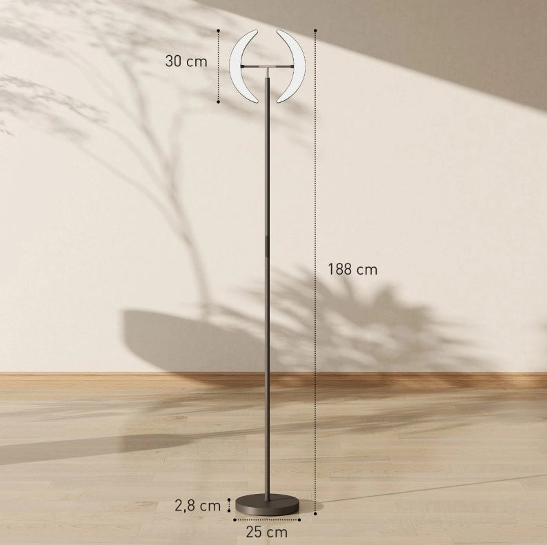 Lampada da terra LED RGB nera con doppia testa orientabile e telecomando