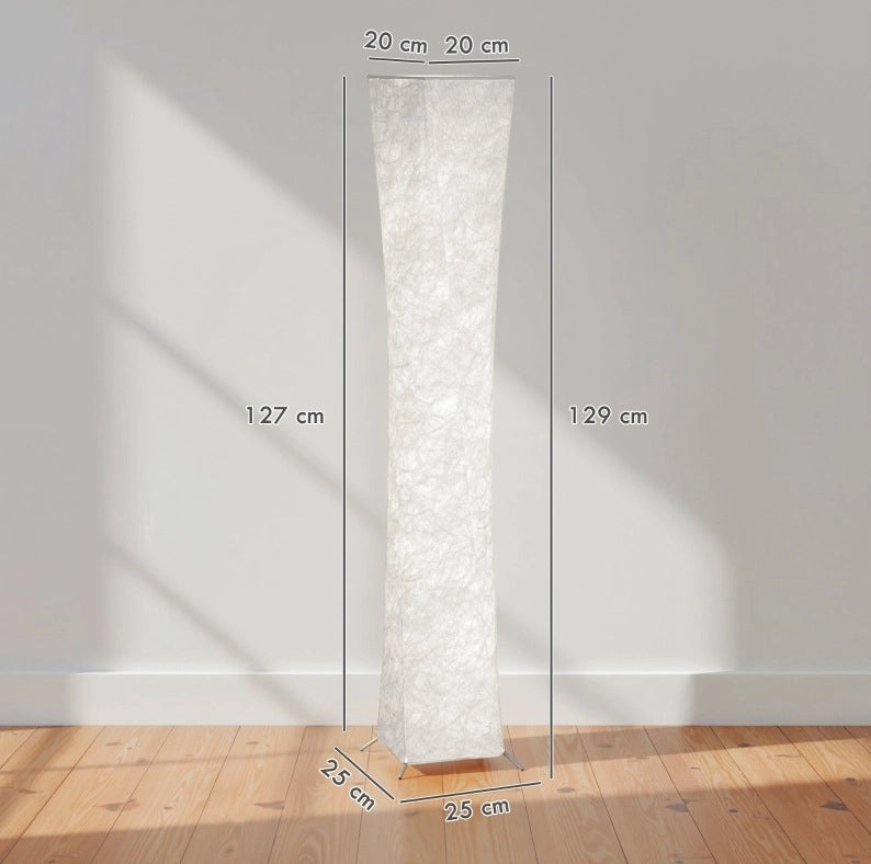 Lampada da terra bianca e argento con LED dimmerabile e interruttore a pedale