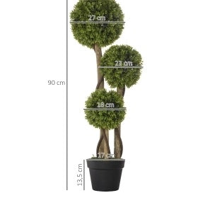 PIANTA ARTIFICIALE Bosso 90 cm in plastica verde con vaso per interni ed esterni