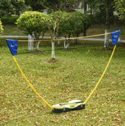 Set badminton con rete pieghevole e 4 racchette, giallo