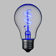 Lampada E27 36V goccia spirale blu Ø60mm