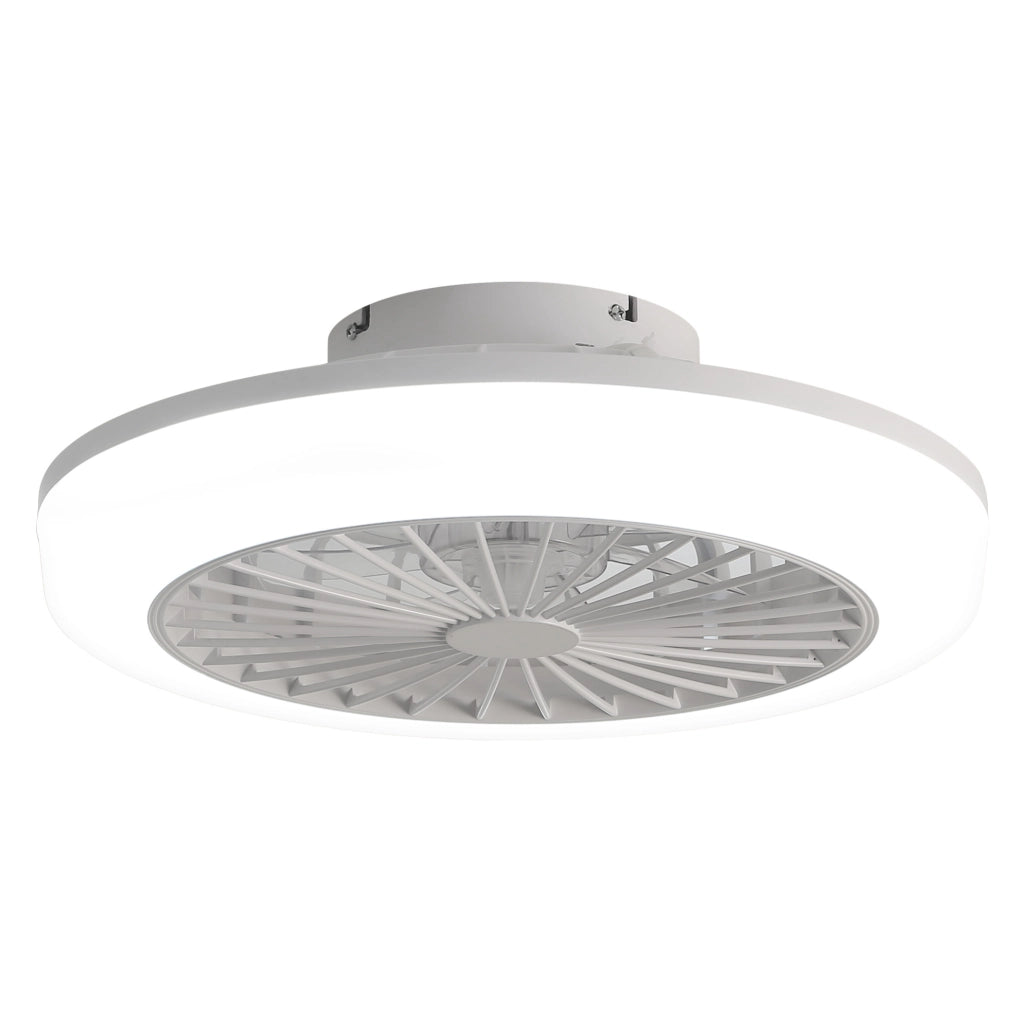 Ventilatore da soffitto bianco con luce LED dimmerabile e telecomando, 46 cm