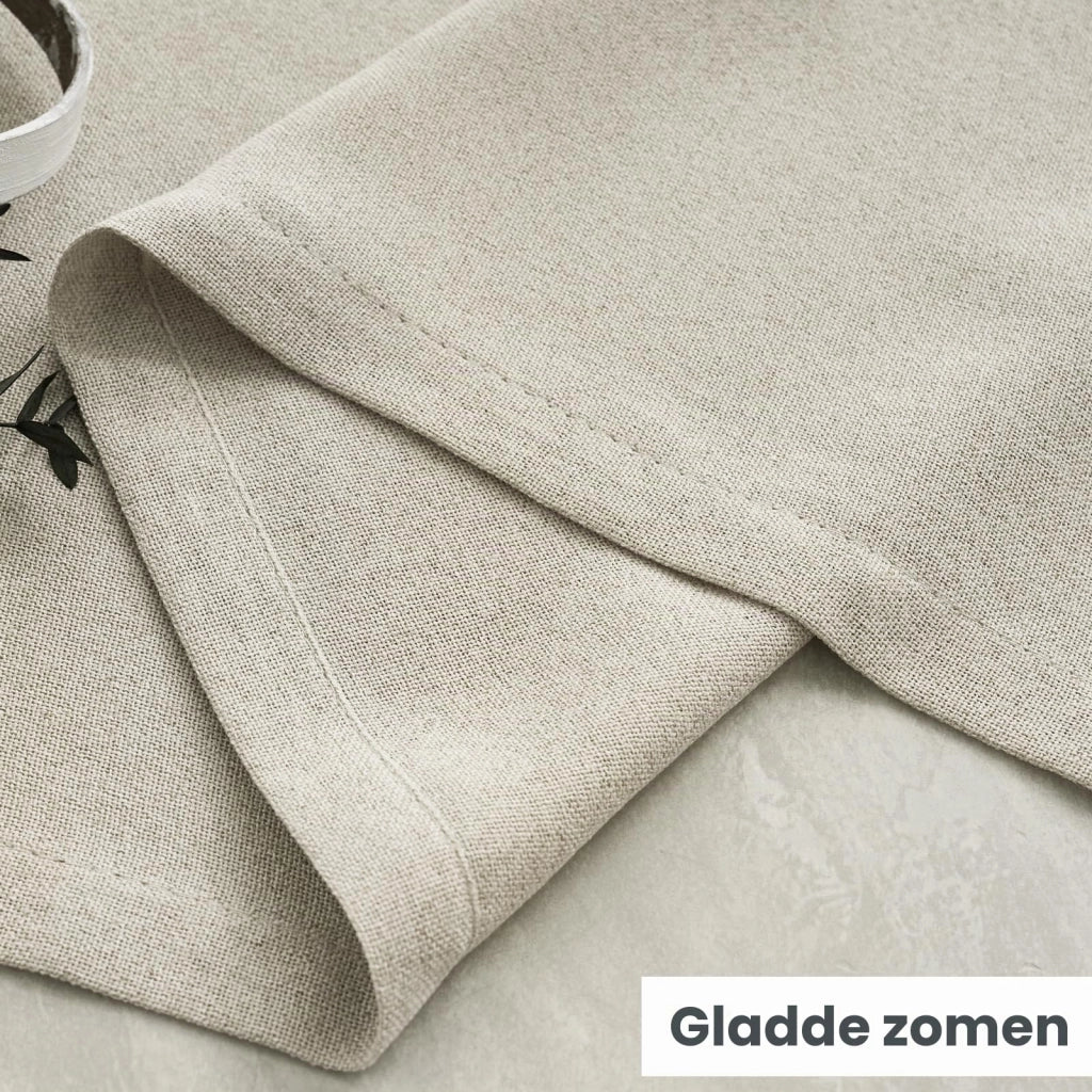 Set di 2 tende semitrasparenti, aspetto lino, 135x175 cm, color sabbia