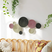 Decorazione da parete in metallo con 8 dischi 110x7x58 cm bronzo