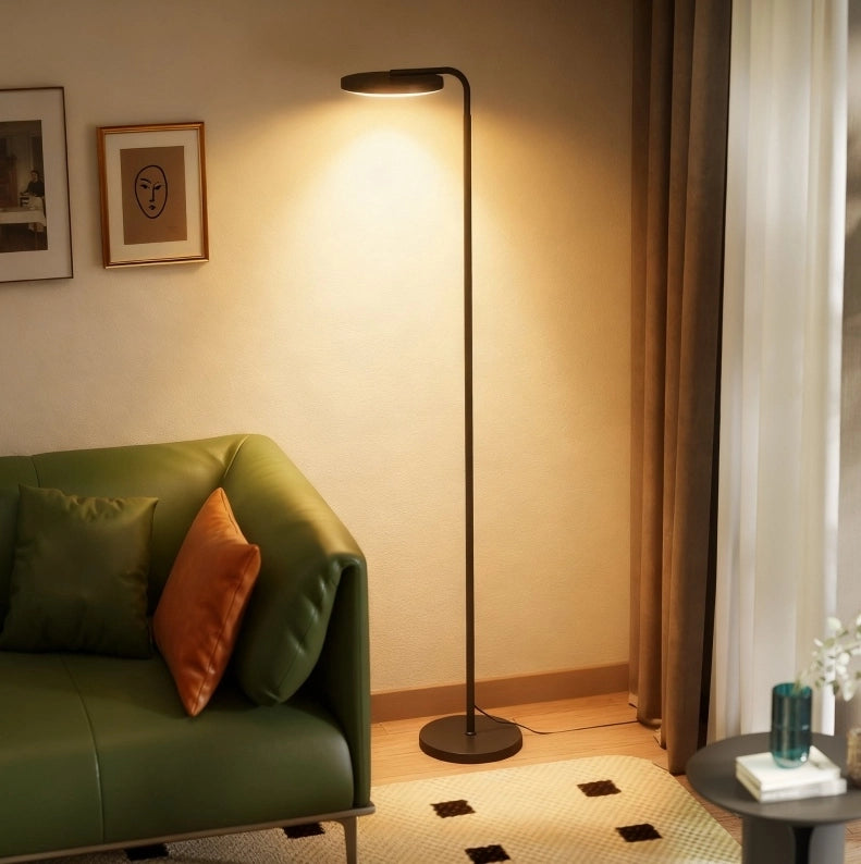 Lampada da terra LED 30 W con telecomando magnetico e testa orientabile, nera