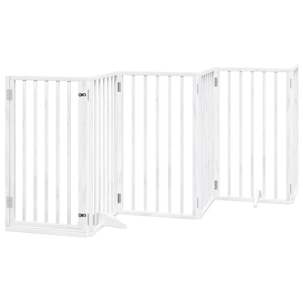 Cancelletto cani con porta pieghevole 6 pannelli bianco 300 cm