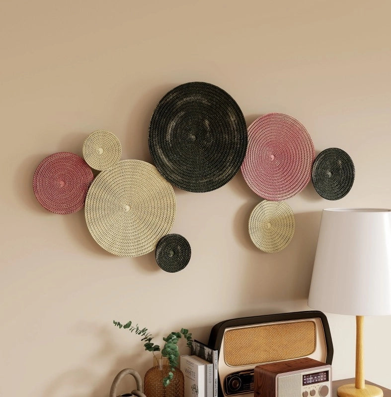Decorazione da parete in metallo con 8 dischi 110x7x58 cm bronzo