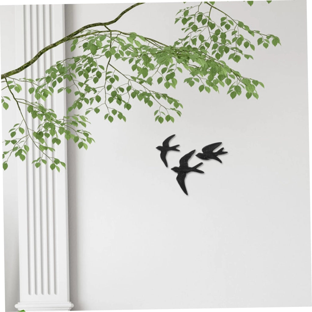 Set di 3 decorazioni murali a forma di uccello in ghisa, stile retrò, 17,5 cm