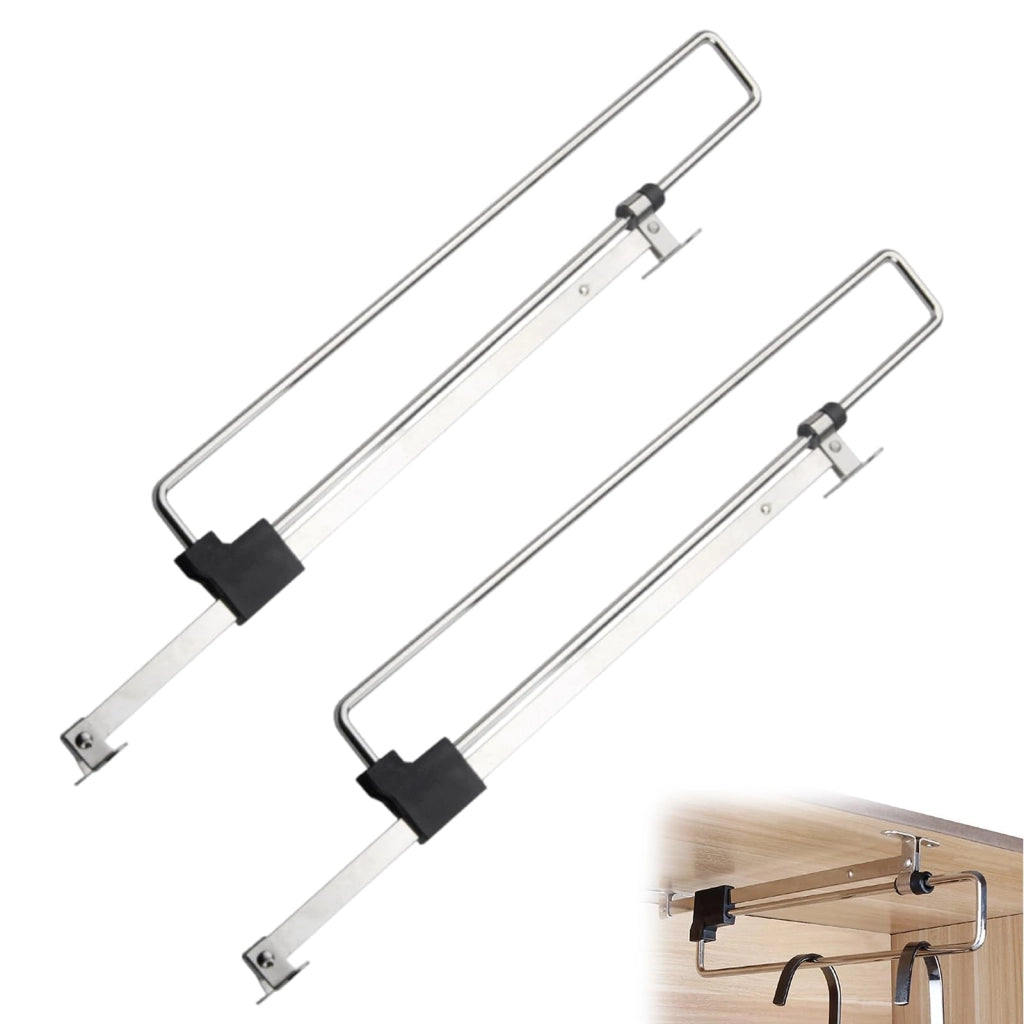 Asta estraibile per appendiabiti, 25 cm, 2 pezzi, argento, telescopica