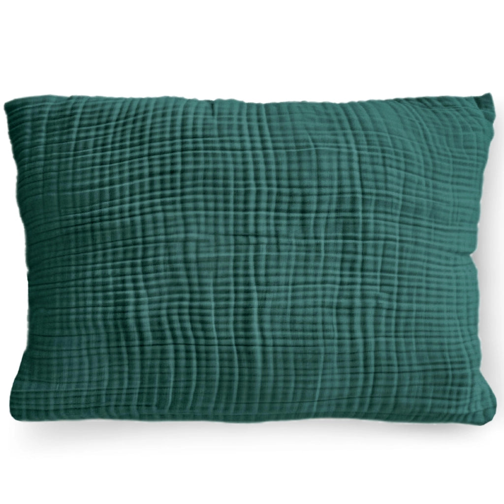 Cuscino in mussola biologica, 40x80 cm, GOTS e ÖkoTex, colore malachite