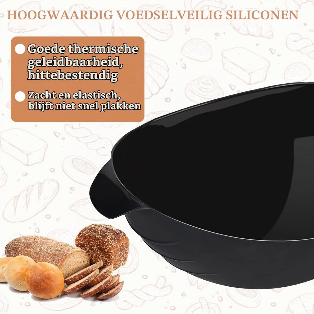 Stampo in silicone per pane, nero, 500 g, forma ovale, dimensioni 24,5 x 9 cm