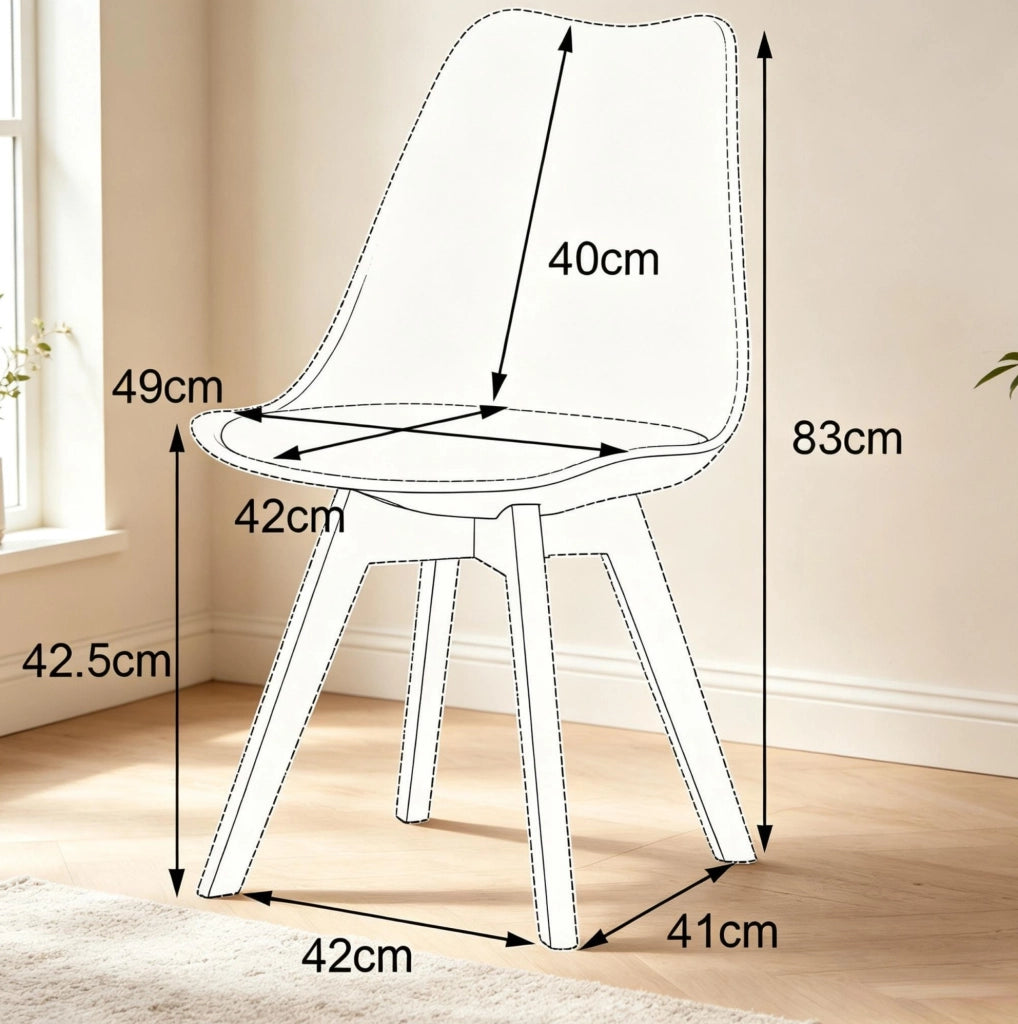 Set di 4 sedie da pranzo grigie in similpelle con gambe legno
