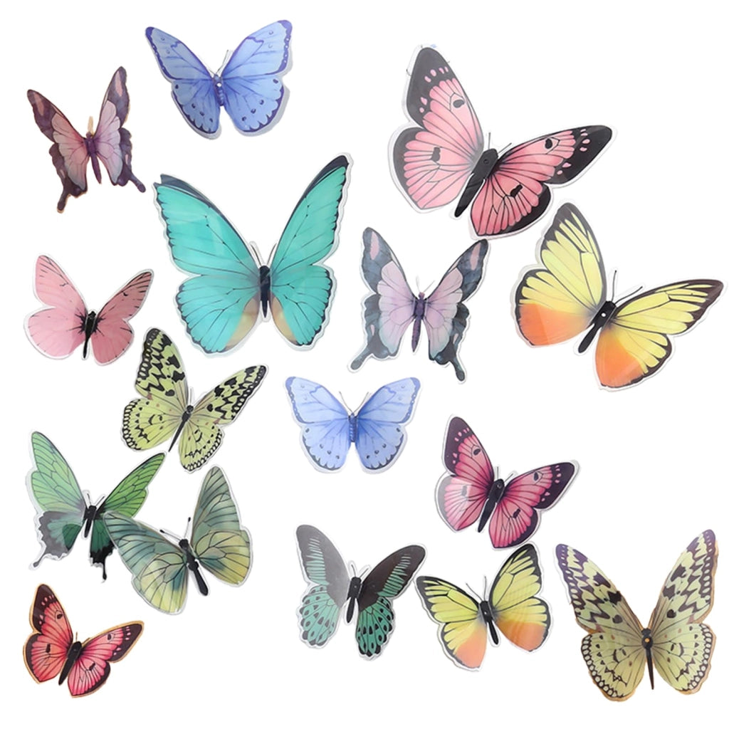 Decorazioni a forma di farfalla, 36 pezzi, elementi 3D colorati con adesivo