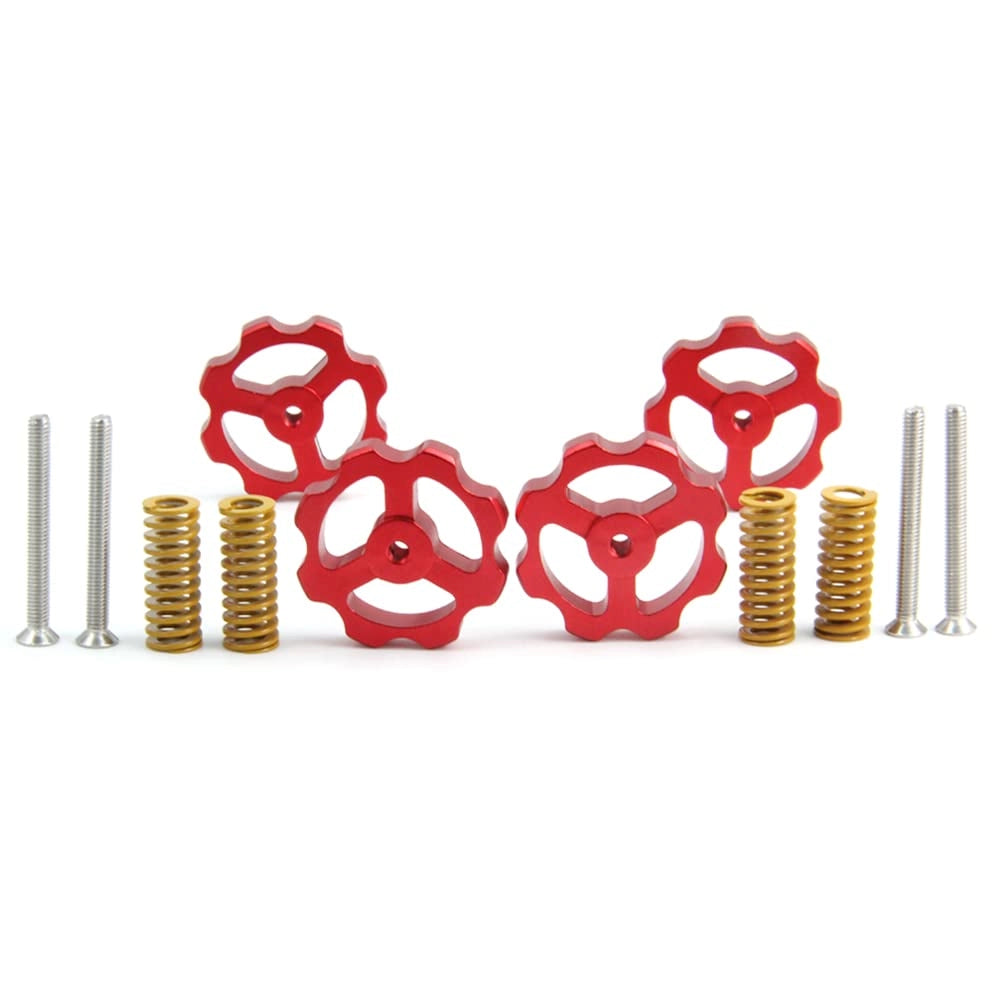 Set di 4 dadi di livellamento in alluminio, diametro 38 mm, con molle e viti