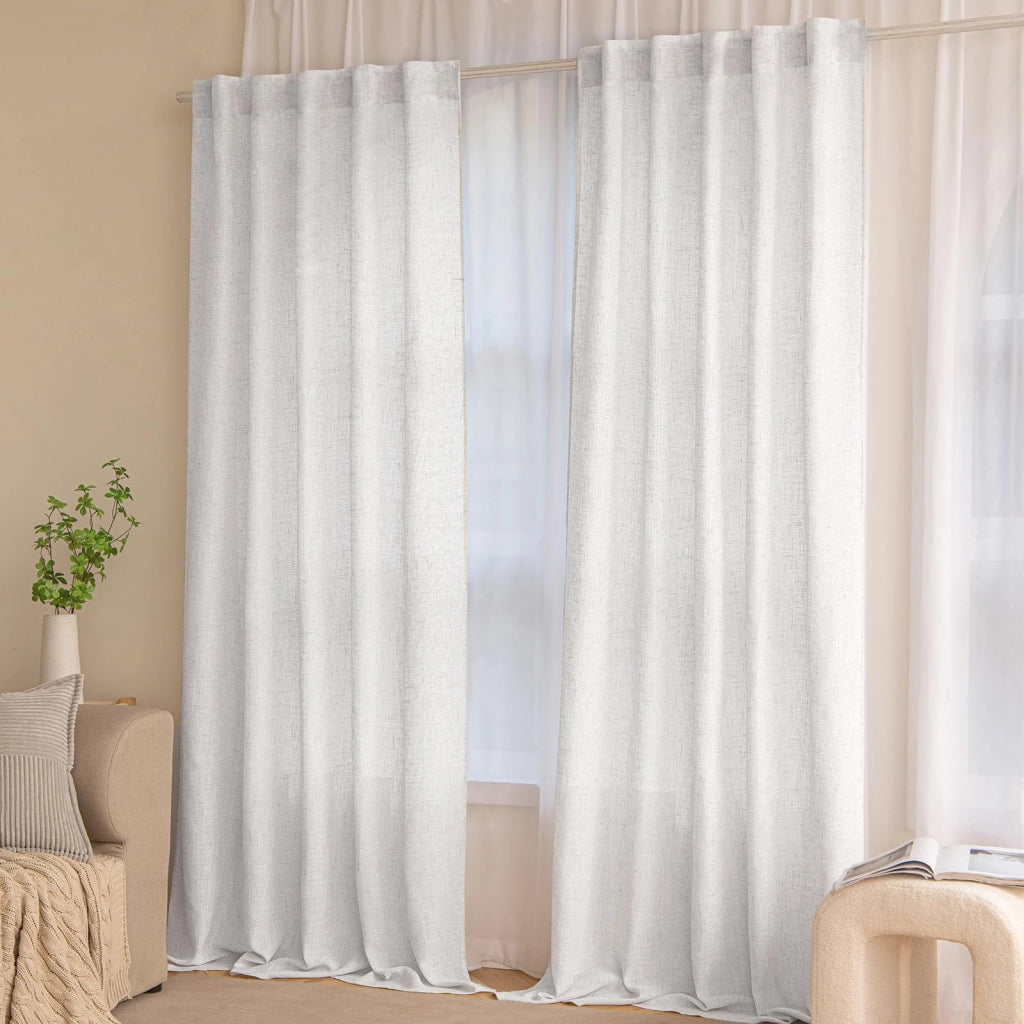 Tende a pacchetto, set da 2, trasparenti, bianche, 245x140 cm