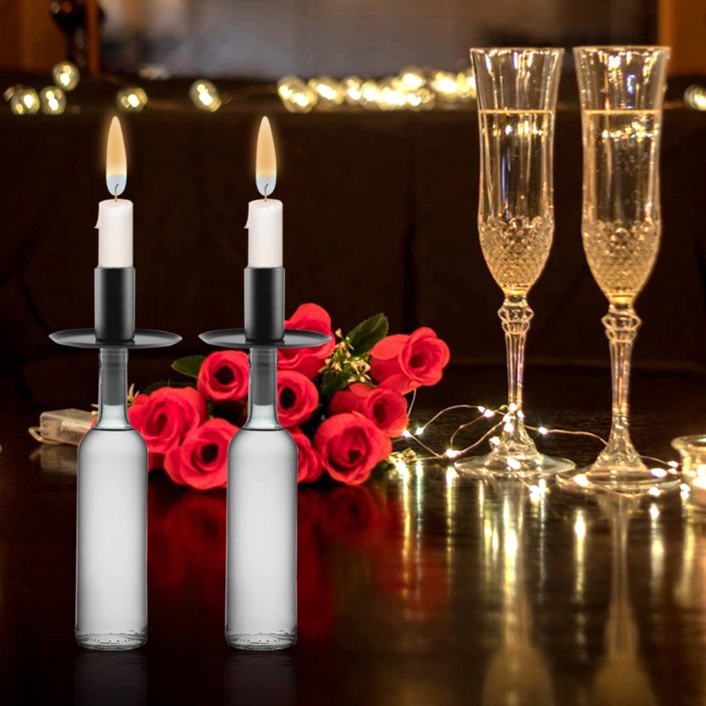 Candele portacandele in metallo, neri, confezione da 4, per candele cilindriche