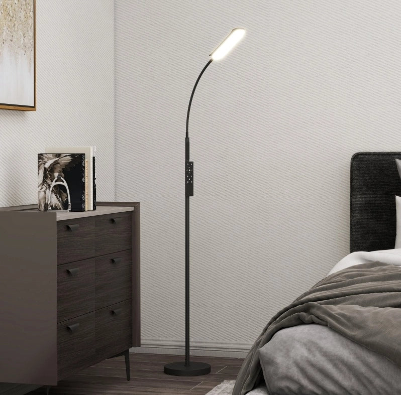 Lampada da terra LED nera dimmerabile con telecomando e timer
