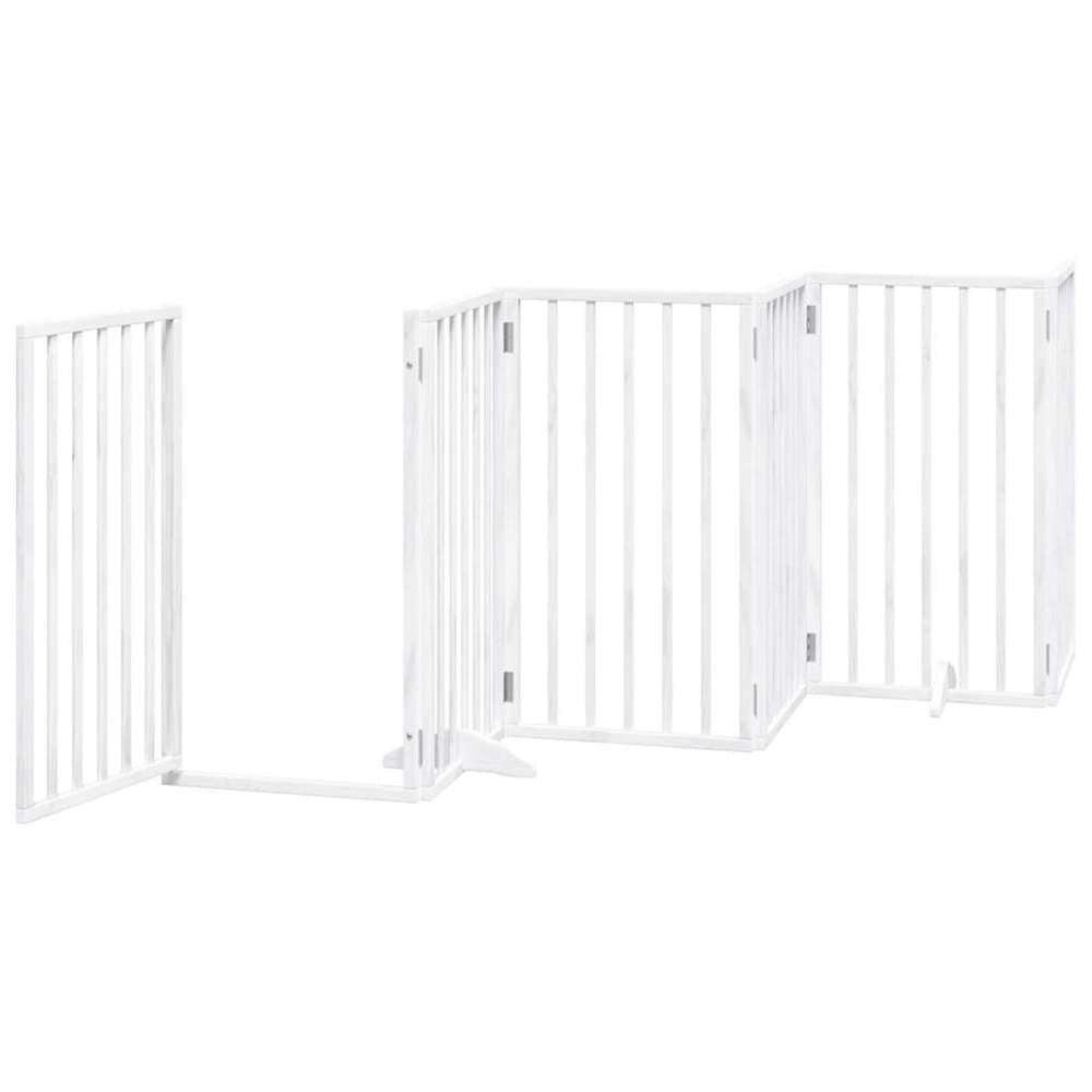 Cancelletto cani con porta pieghevole 6 pannelli bianco 300 cm