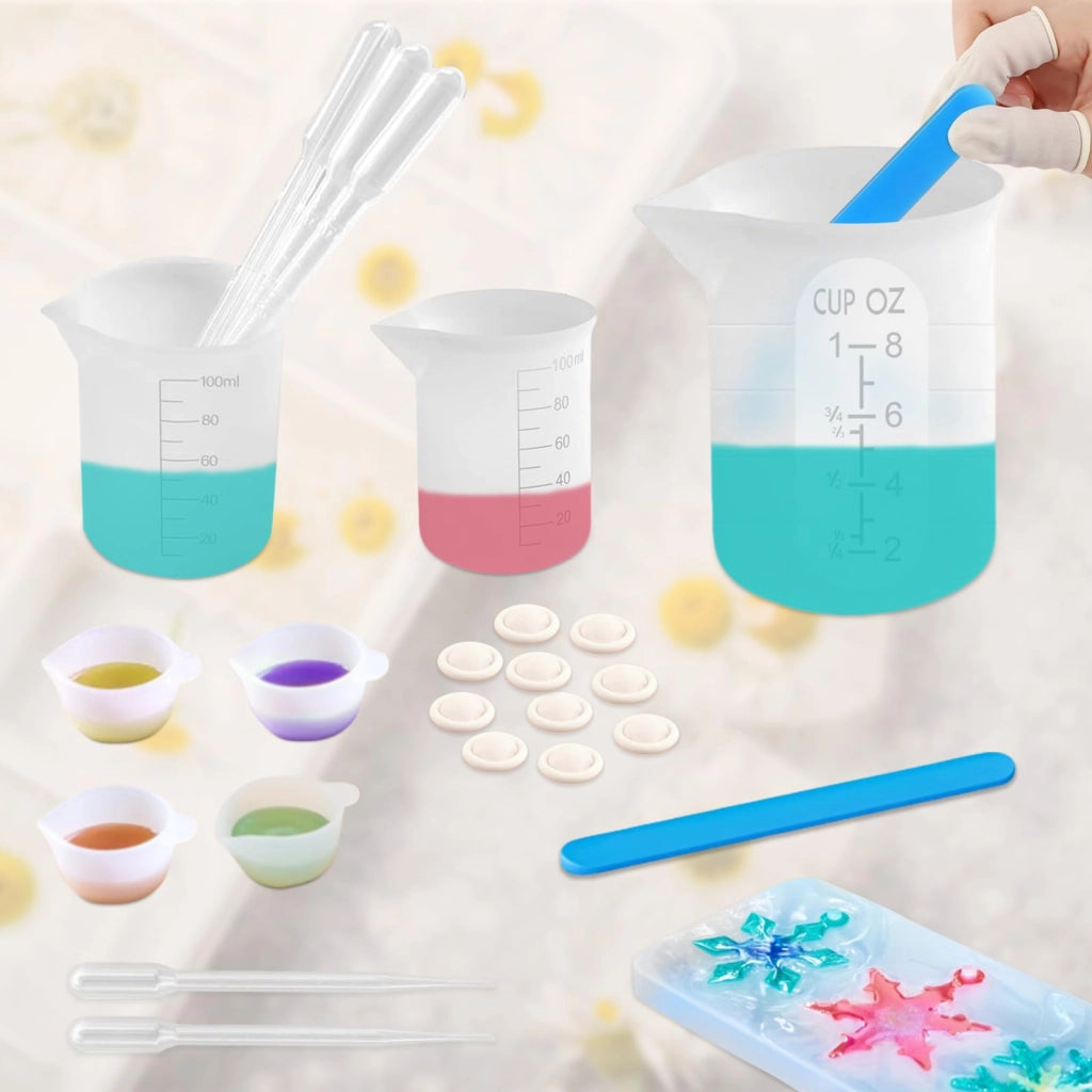Set di misurini in silicone da 250 ml e 100 ml, spatole per mescolare, pipette