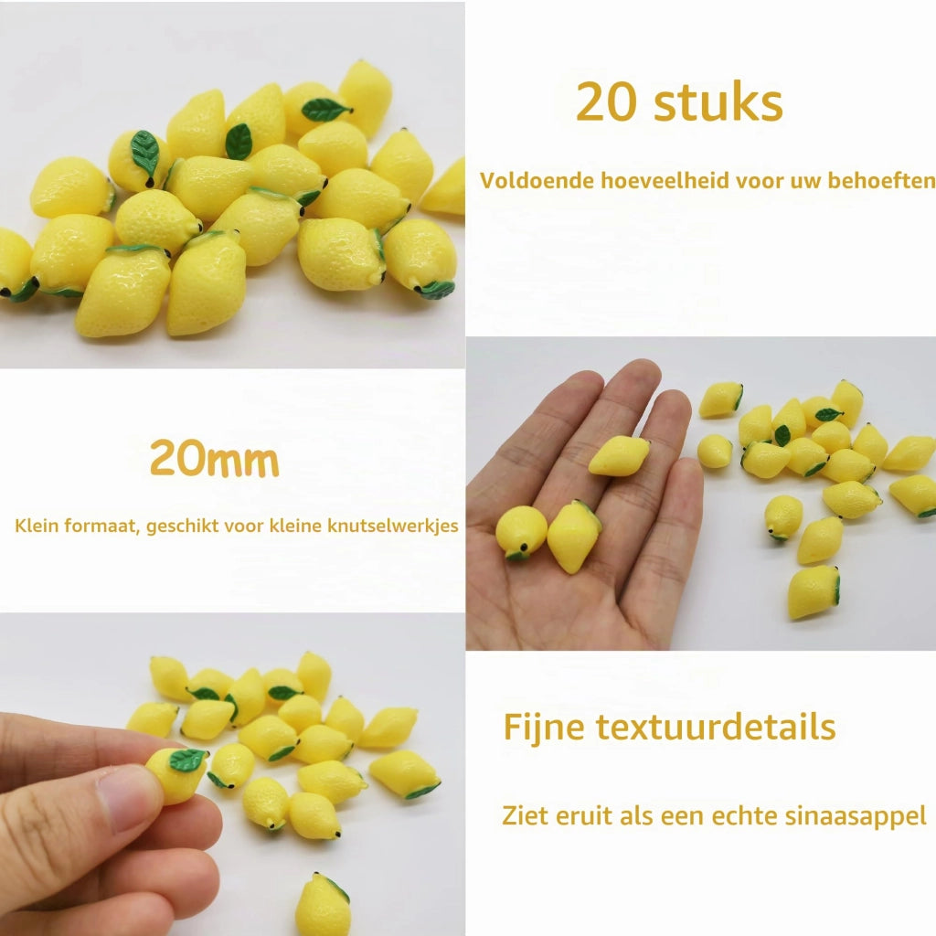 Frutta artificiale in resina, 20 pezzi, limone, decorazione mini