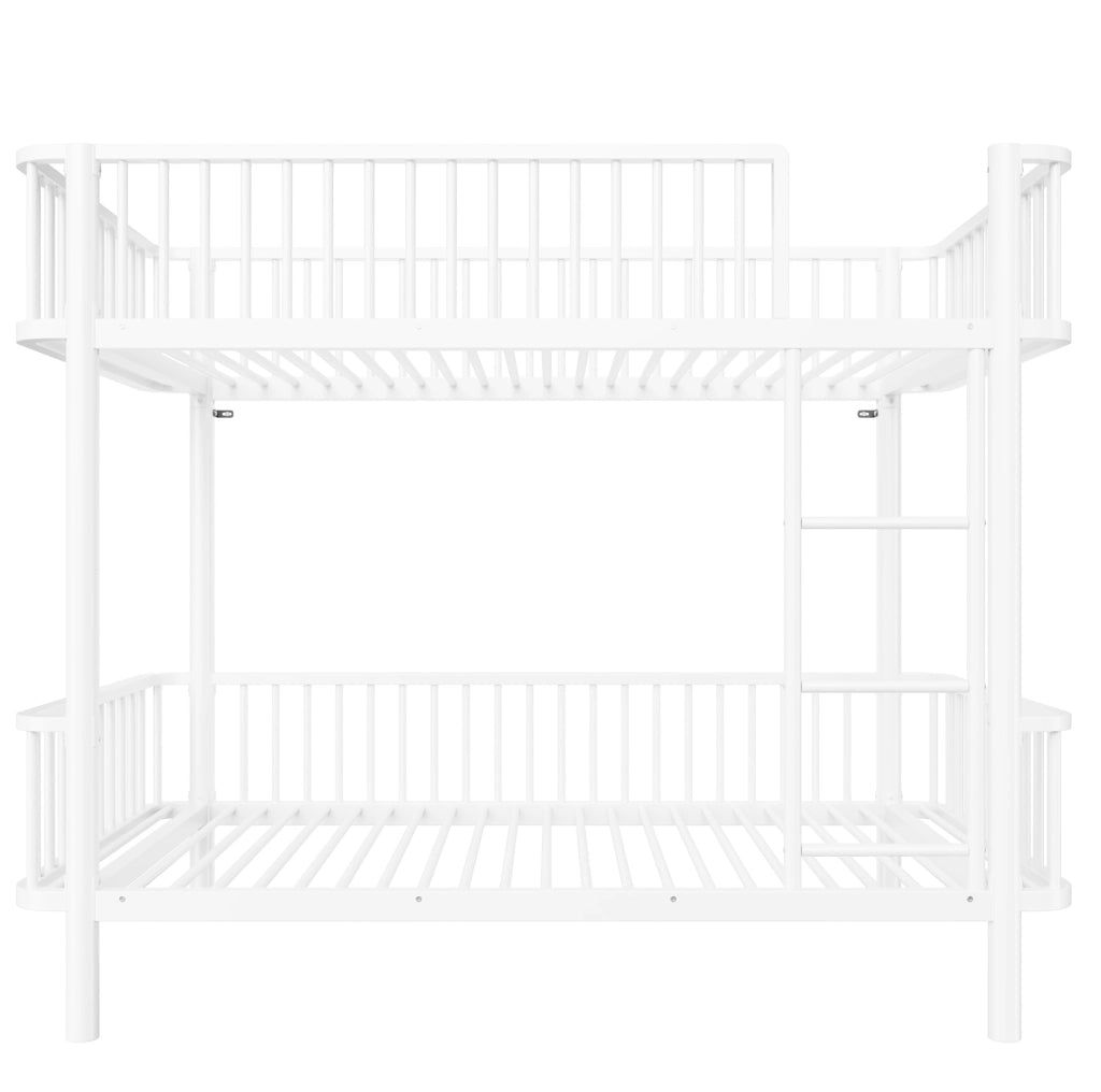 Letto a castello in metallo 90 x 200 cm bianco con sponde