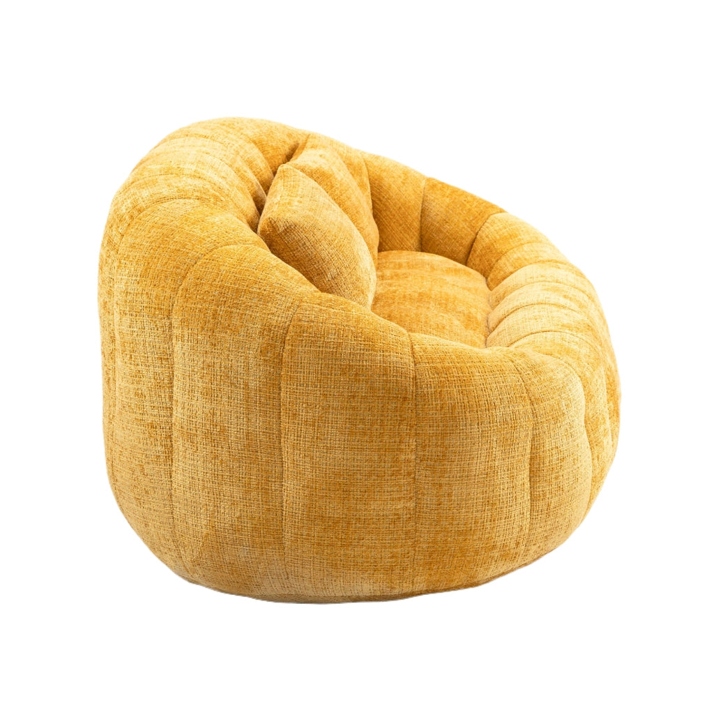 Divano pouf 2 posti 145x95x63 cm in ciniglia gialla, senza montaggio