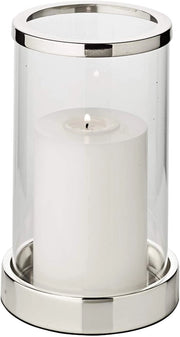 Candela decorativa Sanremo, argentata, diametro 12,5 cm, altezza 20 cm