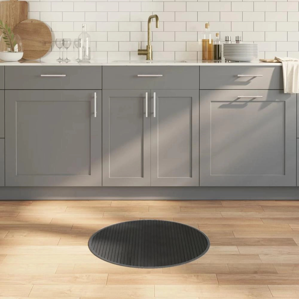 Tappeto Rotondo Grigio 60 cm in Bambù