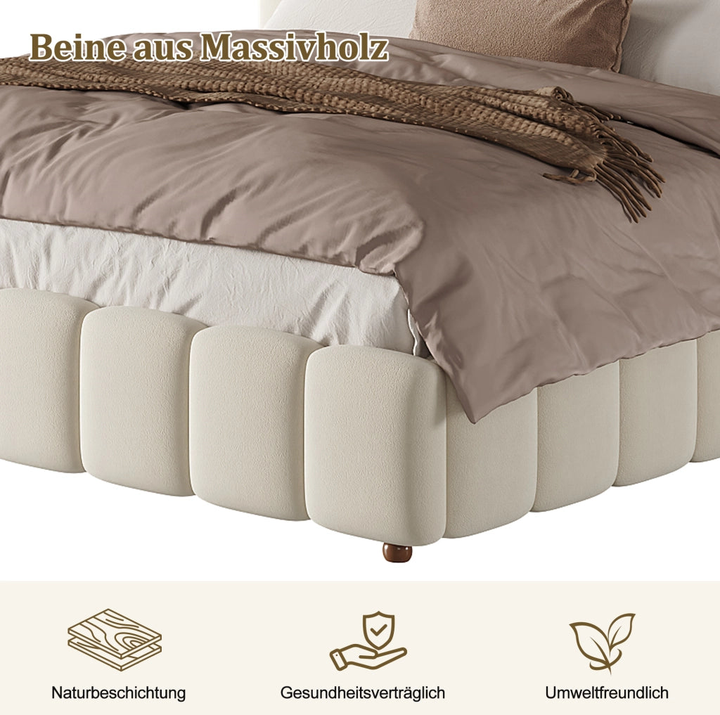 Letto matrimoniale contenitore 140x190 cm con sollevamento idraulico, velluto beige