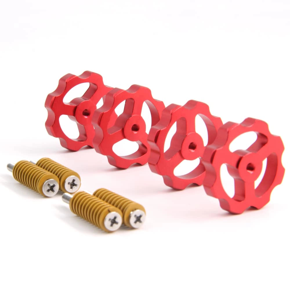 Set di 4 dadi di livellamento in alluminio, diametro 38 mm, con molle e viti